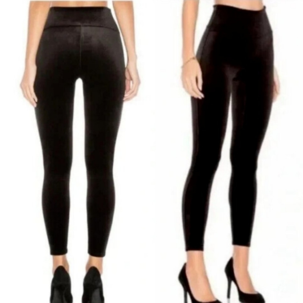 Spanx Velvet High Rise Black Leggings Size Small